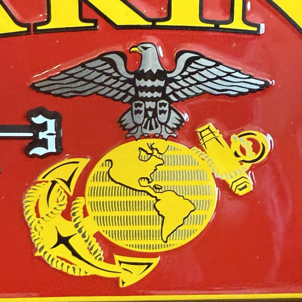 US Marine Corps License Plate Clock Wall Decor Military Man Cave 13x7 USA